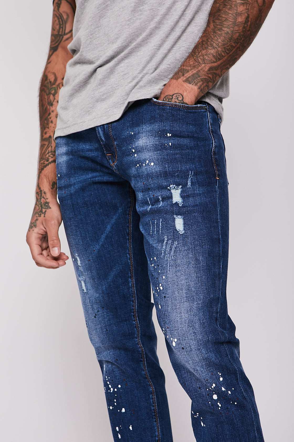 Hatton Cross Taper Fit Jeans - Dark Blue