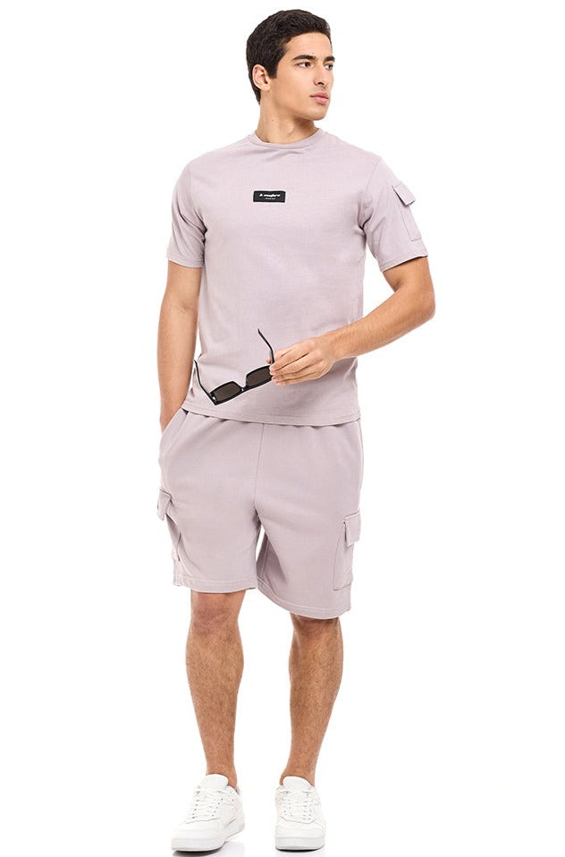 T-Shirt & Shorts Set - Light Grey