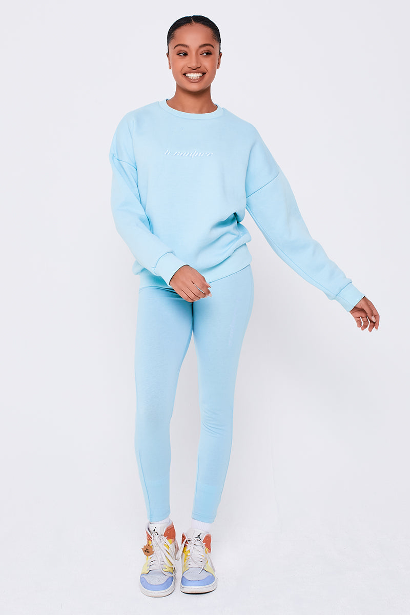 Kenton Crew Jumper & Leggings Set - Clear Water Blue