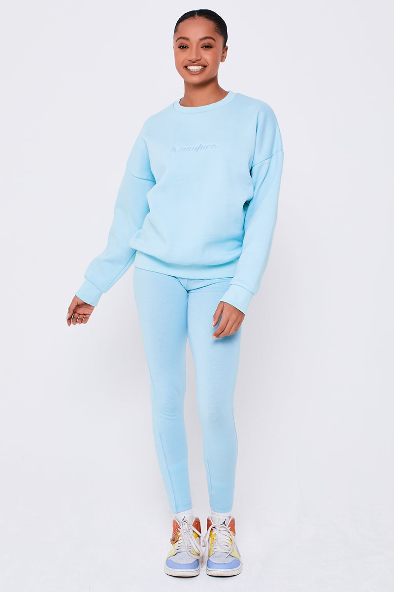 Kenton Crew Jumper & Leggings Set - Clear Water Blue