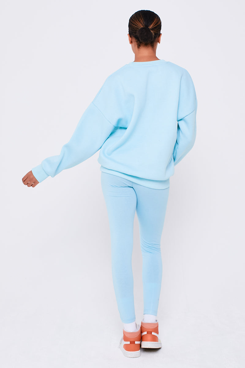 Kenton Crew Jumper & Leggings Set - Clear Water Blue