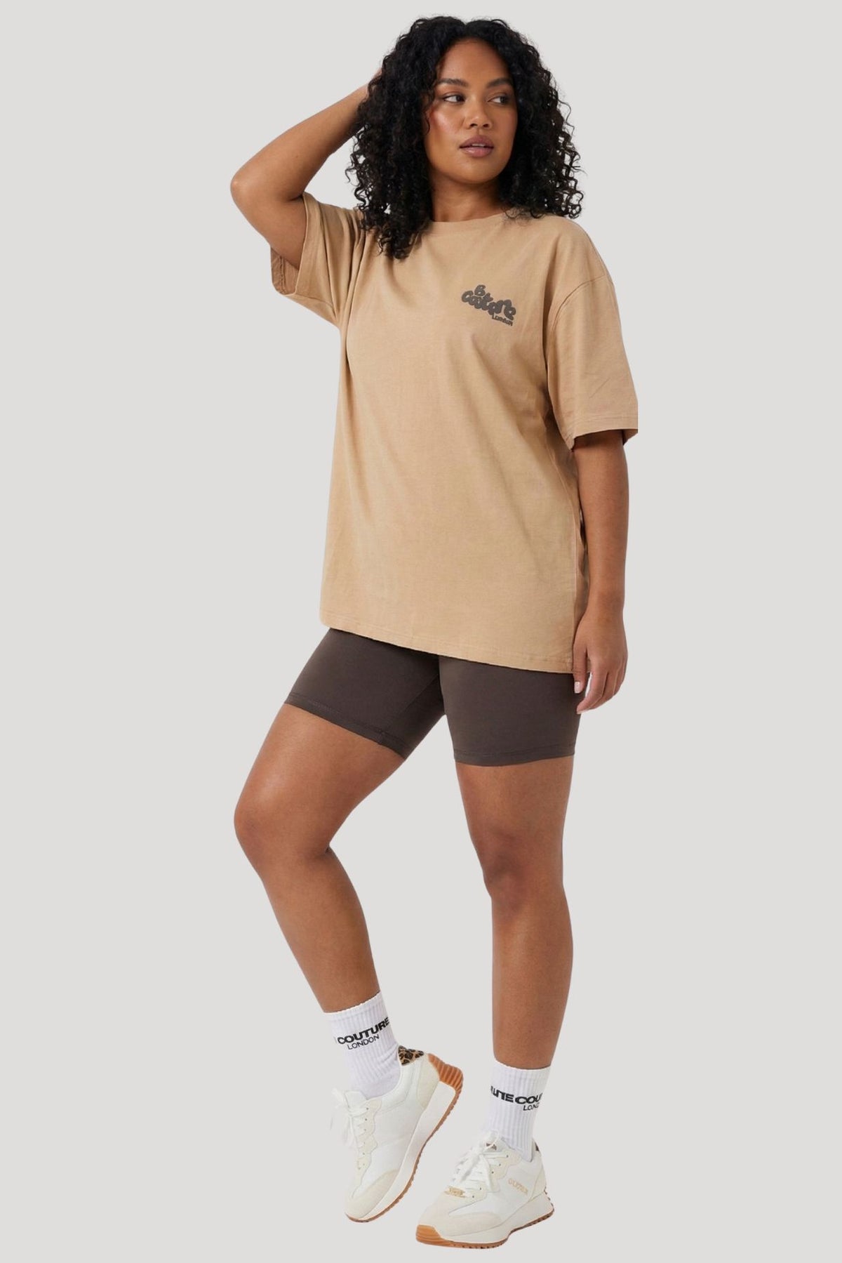 Lilford T-Shirt & Short Set - Mocha / Grey