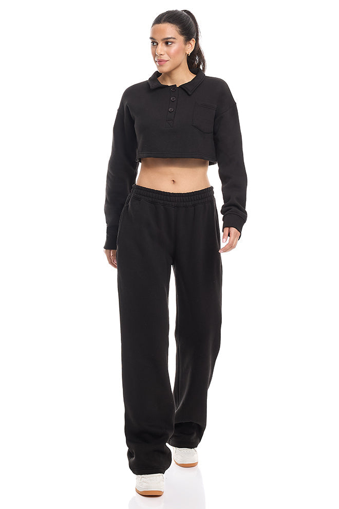 Crop Top & Jogger Set - Black