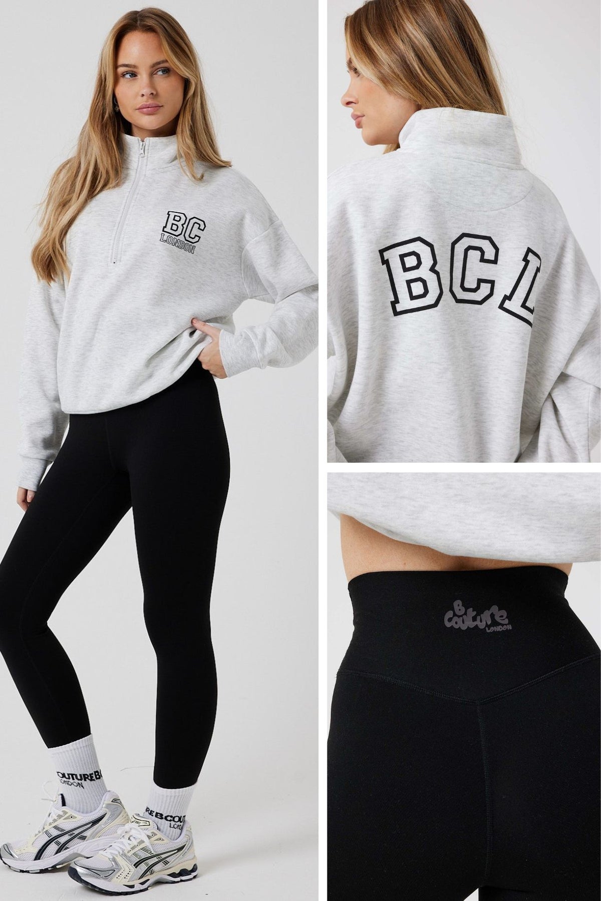 Collingwood Half-Zip Sweatshirt & Leggings Set - Ash Grey/Black