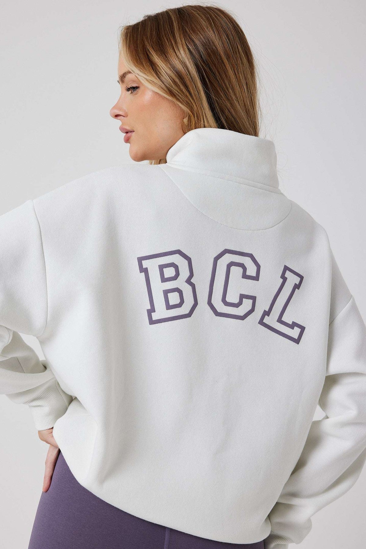 Collingwood Half-Zip Sweatshirt & Leggings Set - Cream / Lavender