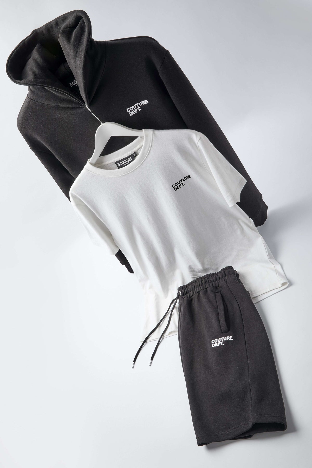 Osborne Hoodie, T-Shirt & Short Set - Pewter / White