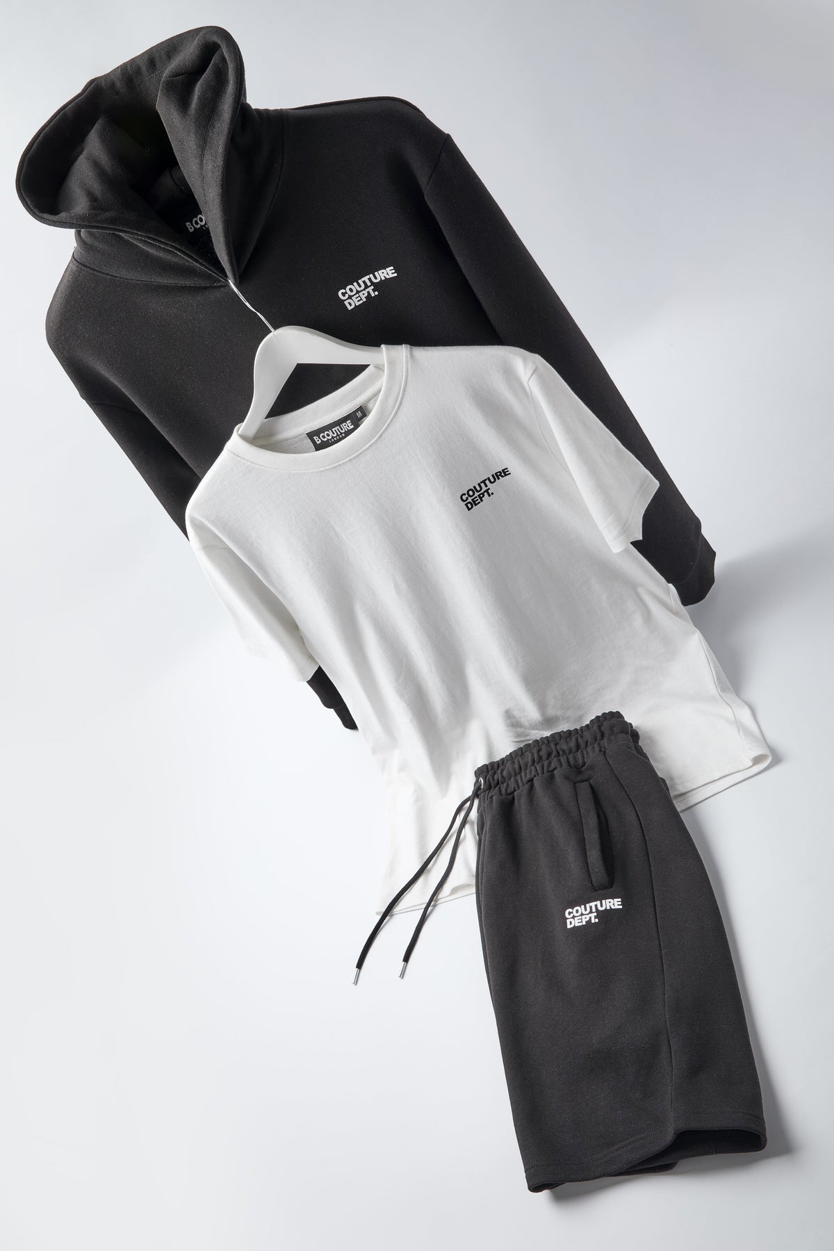 Osborne Hoodie, T-Shirt & Short Set - Pewter / White