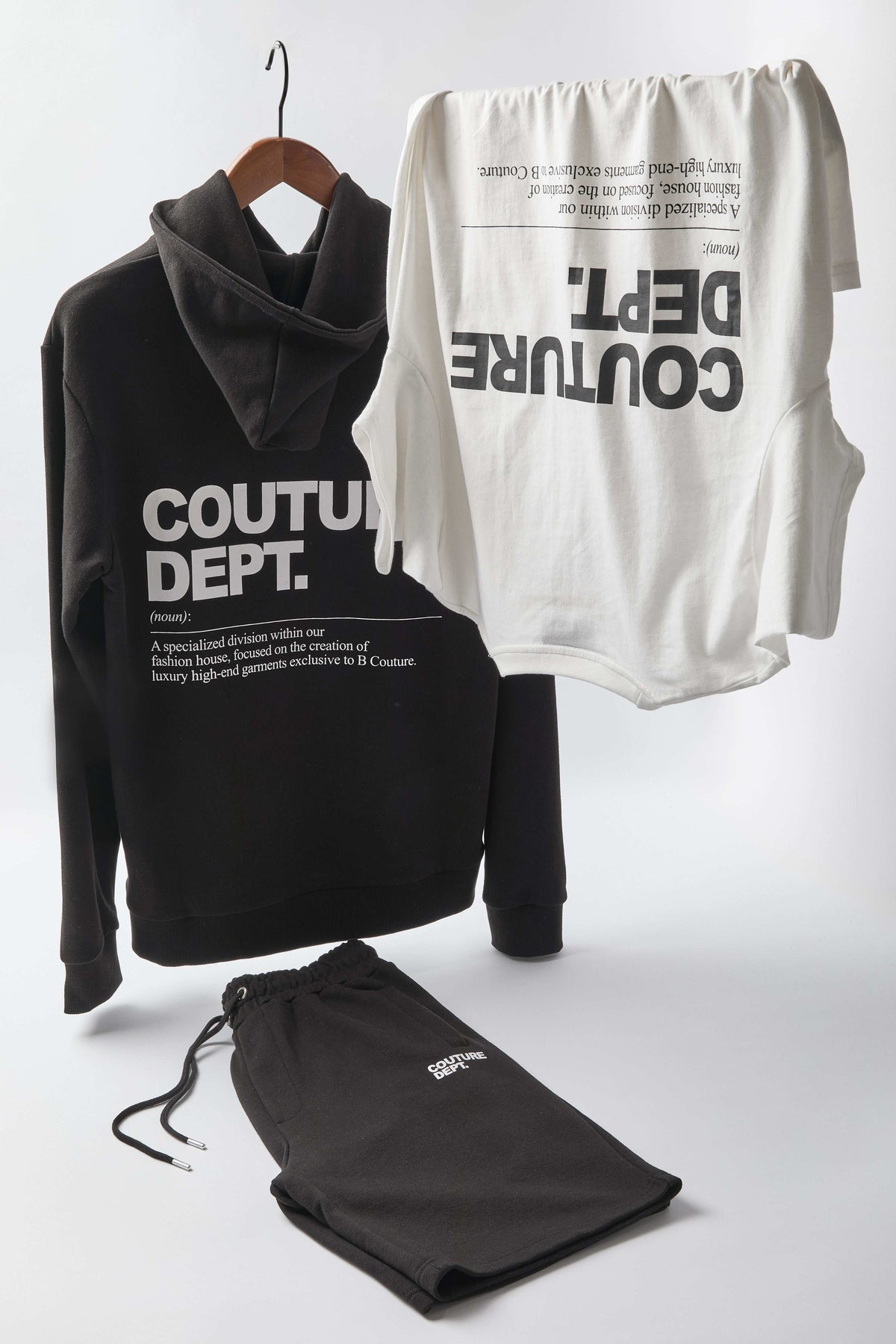 Osborne Hoodie, T-Shirt & Short Set - Black / White