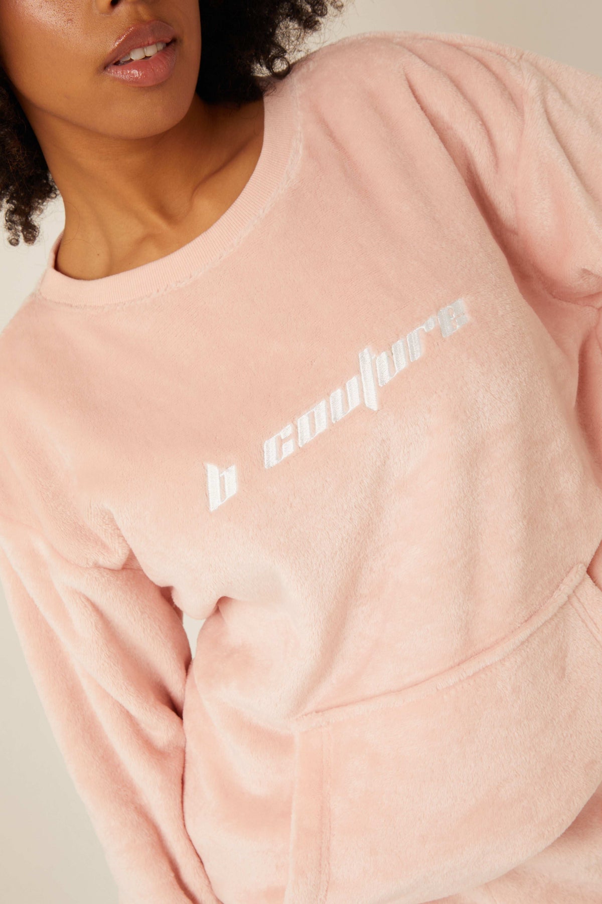 Womens Fluffy Robe & Fluffy PJ Set Bundle - Pink