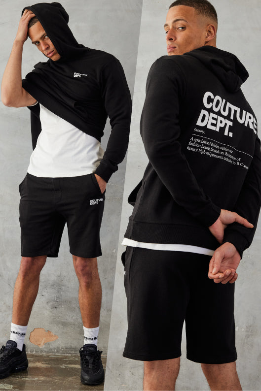 Osborne Hoodie, T-Shirt & Short Set - Black / White