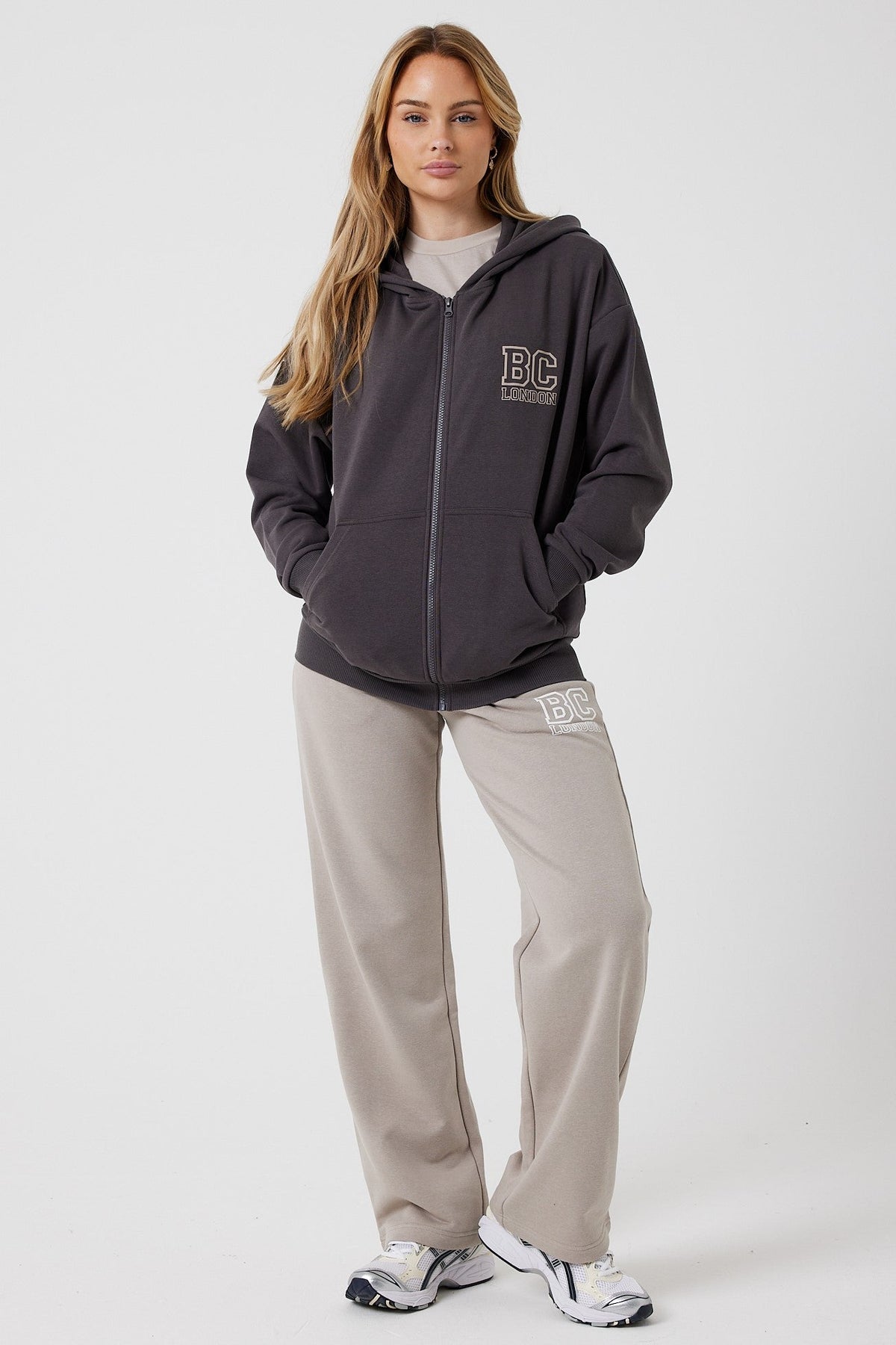 Ralph Street Wide  Leg Tracksuit - Grey / Mocha
