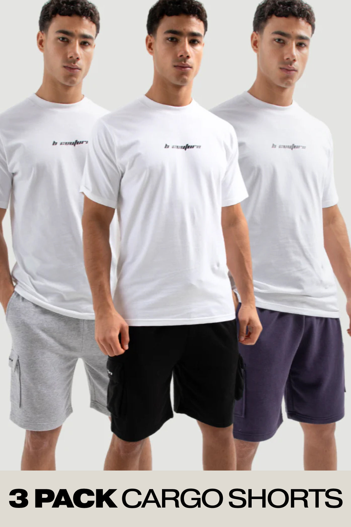 Cargo Shorts 3-Pack - Black/Grey/Navy